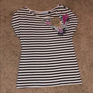 Cynthia Rowley black/cream stripe top, small